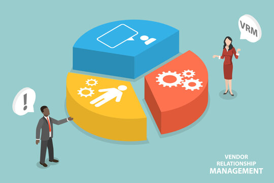 3D Isometric Flat Vector Conceptual Illustration of VRM, Vendor Relationship Management