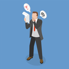 3D Isometric Flat Vector Conceptual Illustration of Shocked Man, Upset Person Holding Document
