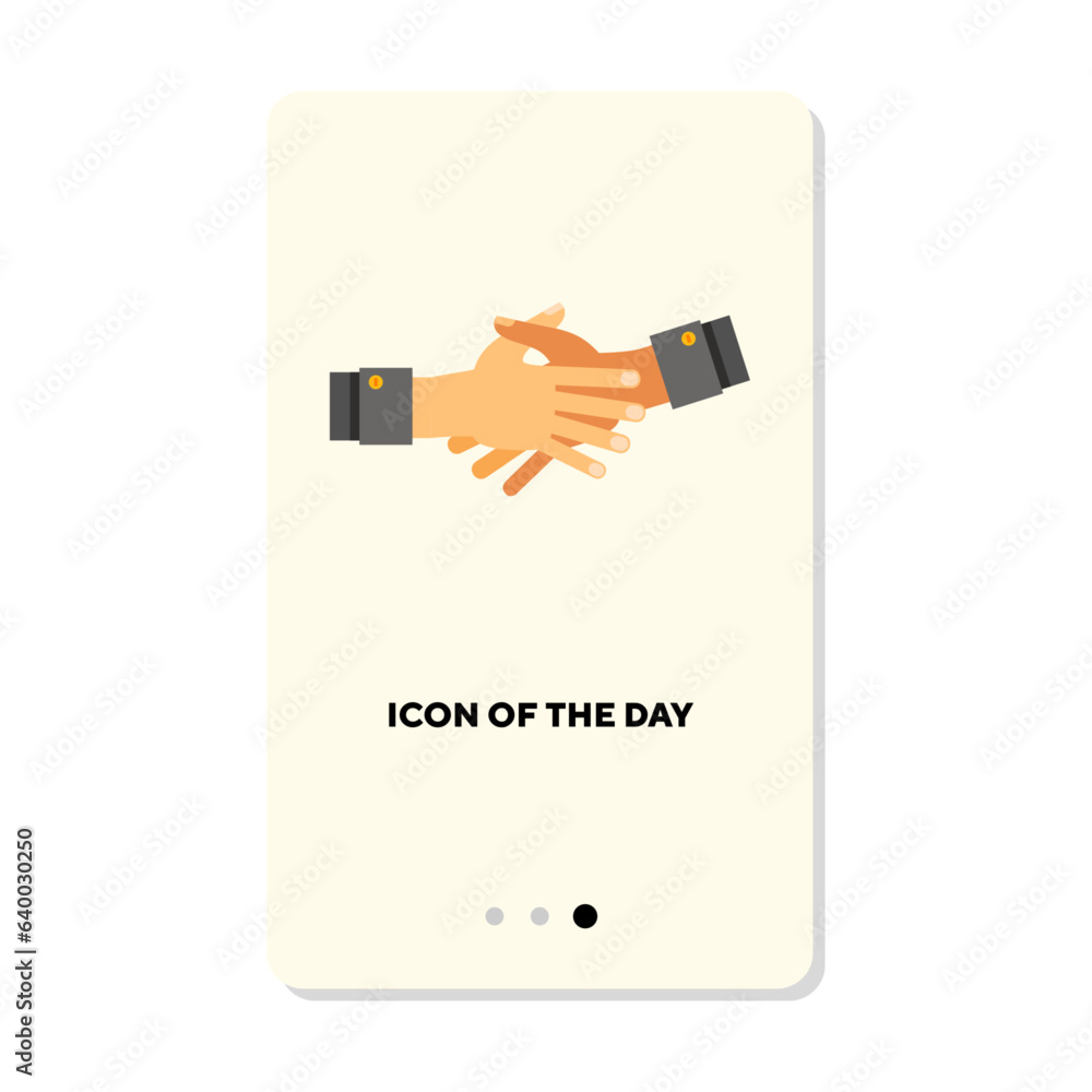 Poster teamwork hand gesture flat vector icon. agreement, hanshake isolated vector sign. motion and symbol 