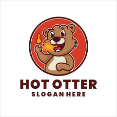hot otter cartoon logo