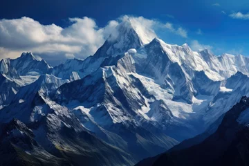 Papier Peint photo K2 view of a snow-capped mountain range from a high vantage point, everest, paramount, k2, swiss alps, Stunning Scenic World Landscape Wallpaper Background