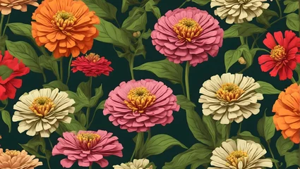 Gordijnen Pattern with flowers, Seamless patterns of beautiful flowers, fabric art, flat illustration, highly detailed, vector image, photorealistic masterpiece, simple field background, isometric, vector. © Lokesh
