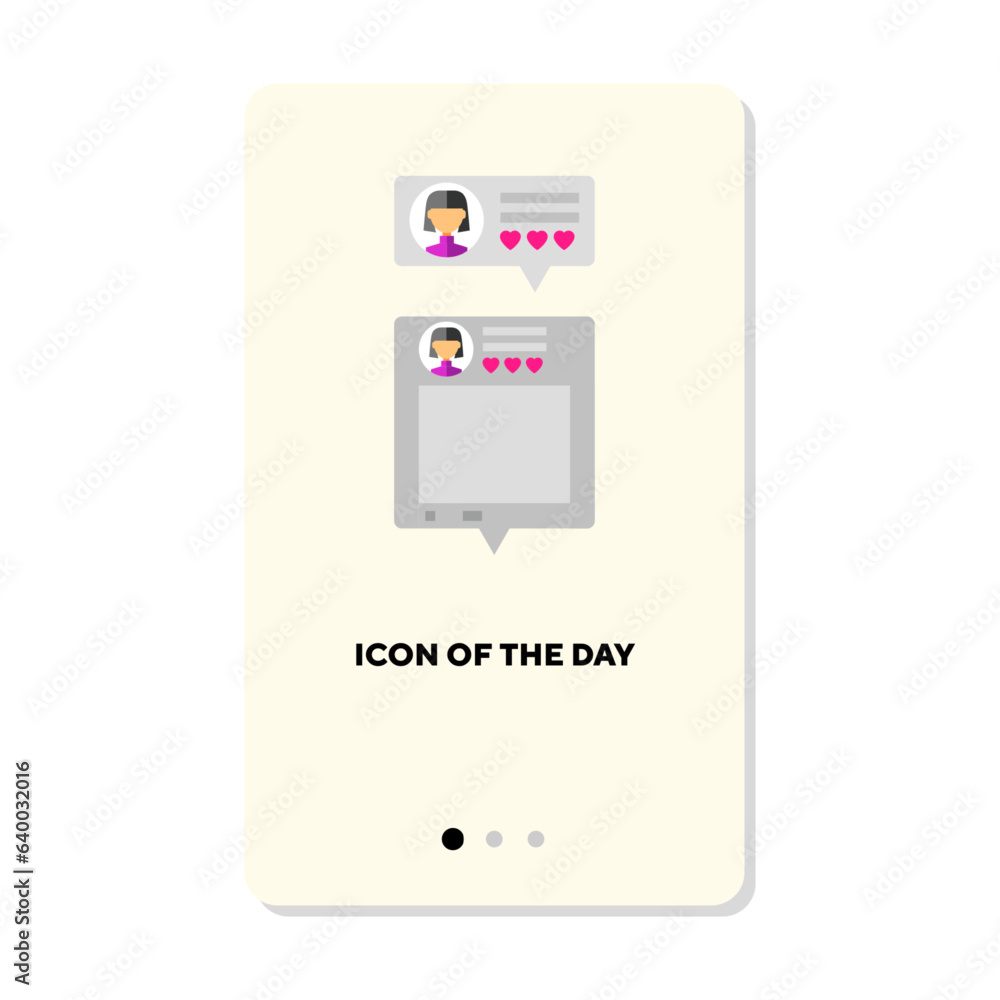 Poster social media flat icon. data, like, chatting isolated vector sign. network and communication concept