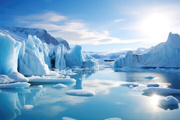 Fototapeta na wymiar majestic melting glacier in a polar region, Stunning Scenic World Landscape Wallpaper Background