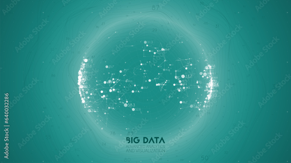 Poster Big data visualization. Futuristic infographic. Information aesthetic design. Visual data complexity. Complex data threads graphic visualization. Abstract data graph.