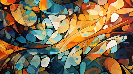abstract art background with colorful leaves pattern - generative AI