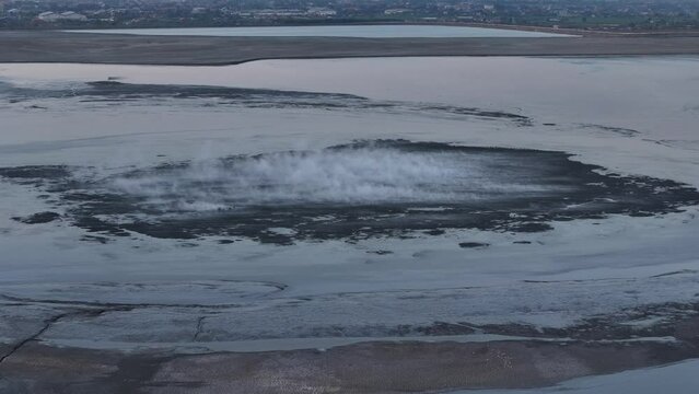 Hot mudflow in Porong Sidoarjo, East Java, Indonesia. due to drilling carried out by PT Lapindo Brantas Inc. The mudflow began on May 29, 2006.