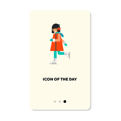 Winter sport flat icon. Girl skating isolated vector sign. Sport and activity concept. Vector illustration symbol elements for web design and apps