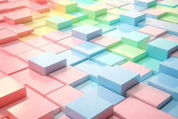 Fototapeta premium Vibrant and lively room filled with large group of colorful blocks. Perfect for educational materials or children's playtime illustrations.