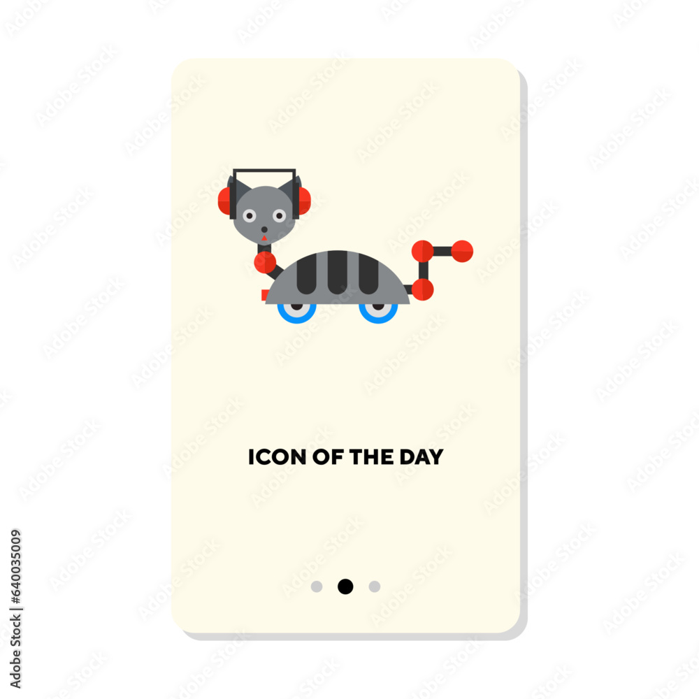 Aufkleber robotic helper cat on wheels flat vector icon. artificial intelligence cyborg pet as assistant or to
