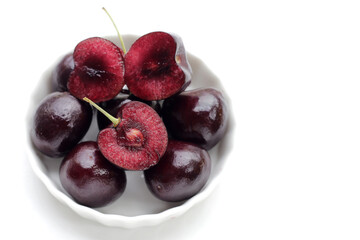 Fresh cherry on white background.