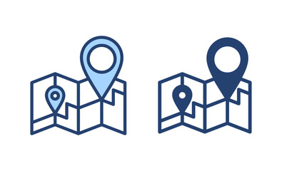 Maps and pin icon vector. location sign and symbol. geo locate, pointer icon.