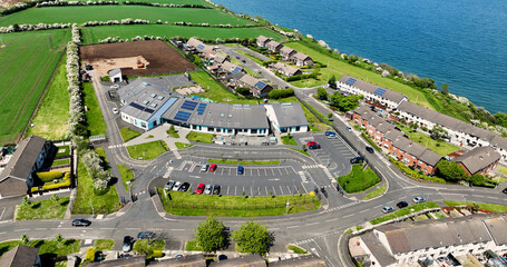 Aerial photo of Corran Integrated Primary and Nursery School Larne Co Antrim Northern Ireland