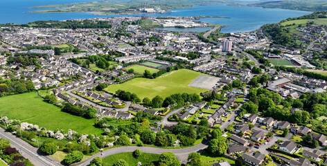 Aerial Photo of Residential homes in Larne Co Antrim in Northern Ireland