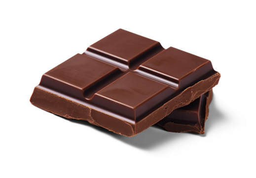 Chocolate bar pieces . hand cut
 on transparent 