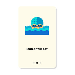 Water fun flat vector icon. Pool swimming isolated sign. Water sport and leisure activity concept. Vector illustration symbol elements for web design and apps