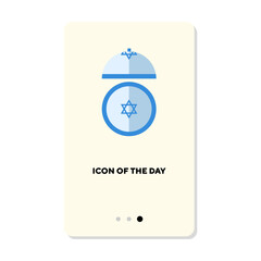 Top and side view of Jewish kippah flat vector icon. Religious symbol garment for praying isolated vector illustration. Culture and religion, religious cult concept for web design and apps