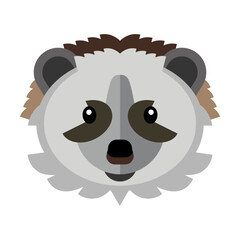 Head of Chinese panda. Muzzle of wild animal cartoon illustration. Wildlife and zoo concept. Sketchy geometric character, mascot. Colored flat vector isolated