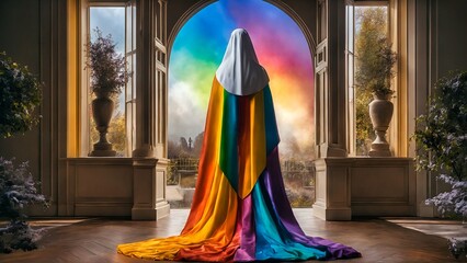rainbow pride nun from behind