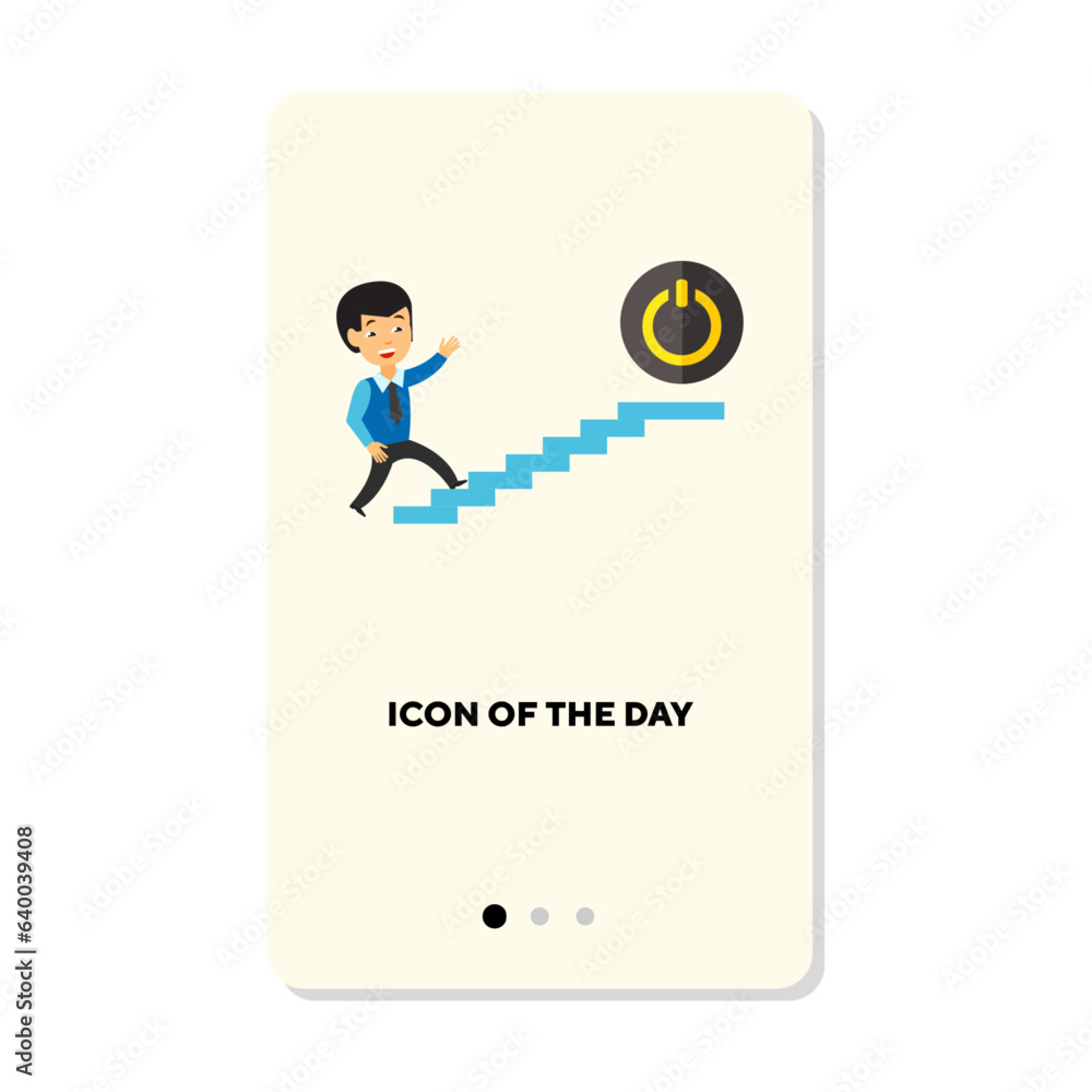 Poster work process vector icon. businessman climbing up ladder isolated sign. teamwork and communication c