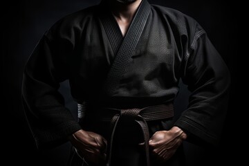 Black Belt Warriors Person in Kimono and Black Belt Generative Ai - obrazy, fototapety, plakaty