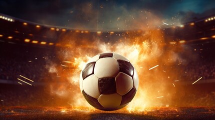Naklejka premium soccer ball in the stadium, generative ai