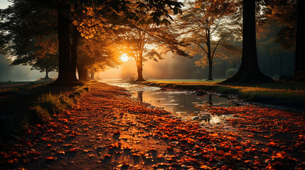 Beautiful autumn scenery with blurry background