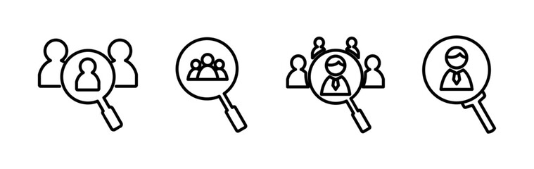Hiring icon vector. search job vacancy icon. magnifying glass looking for people