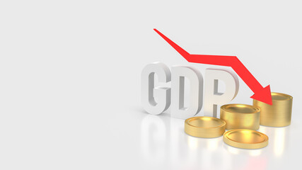 The GDP text and coins for Business concept 3d rendering
