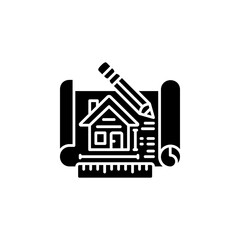 building plan vector icon. real estate icon solid style. perfect use for logo, presentation, website, and more. simple modern icon design glyph style