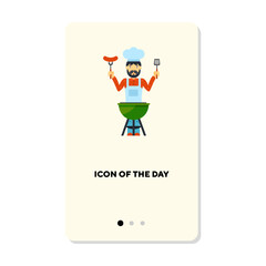 Traditional cookery flat vector icon. Meat barbecue isolated vector sign. Culinary and cooking concept. Vector illustration symbol elements for web design and apps