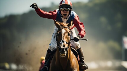 Jockey urging their horse to victory at the racetrack. cool wallpaper	