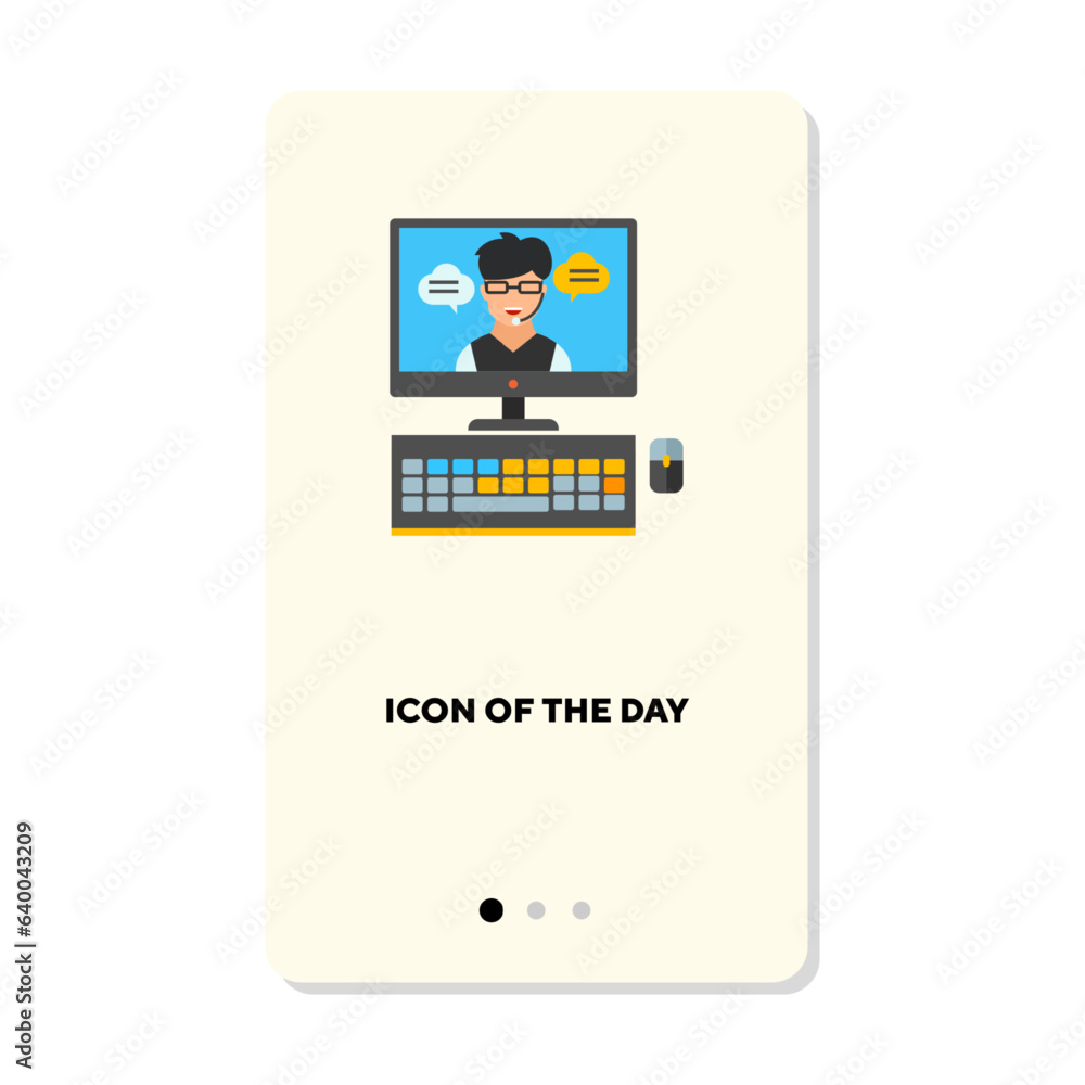 Aufkleber video call flat vector icon. conference, call, connection isolated sign. communication and technolog