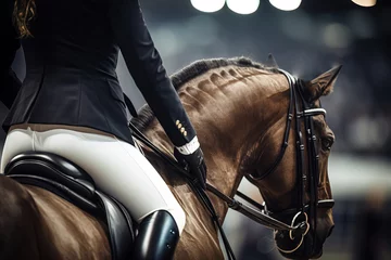 Poster Im Rahmen Girl riding horse in competitions © Vladimir Polikarpov