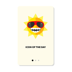 Summer sun vector icon. Yellow hot sun in sunglasses isolated sign. Summer and sun concept. Vector illustration symbol elements for web design and apps