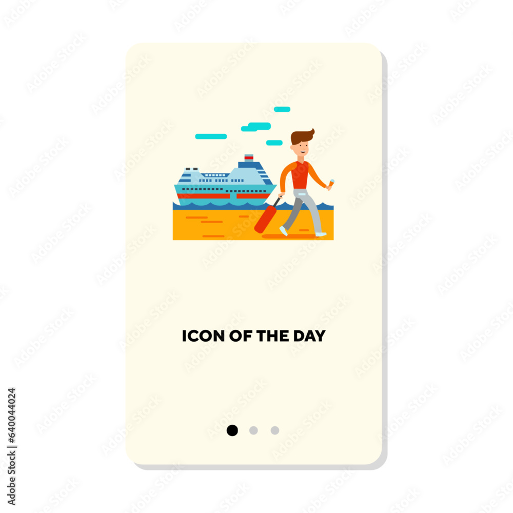 Poster travelling by ship vector icon. voyage by ocean isolated vector sign. vacation and transportation co