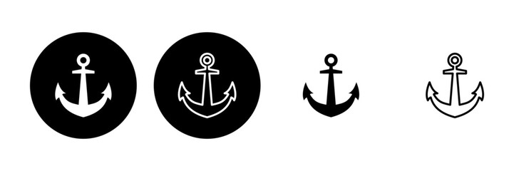 Anchor icon set. Anchor symbol logo. Anchor marine icon.