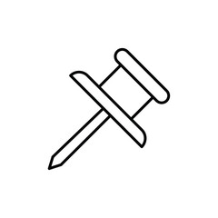  Push pin line icon, outline vector sign,Pushpin symbol, flat illusration on white background..eps