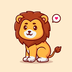Cute Lion Sitting Cartoon Vector Icon Illustration. Animal Nature Icon Concept Isolated Premium Vector. Flat Cartoon Style © catalyststuff