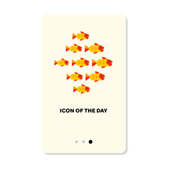 Goldfish group from sea flat vector icon. Cartoon drawing of ocean or aquarium fish isolated vector illustration. Underwater life, cuisine, angling concept for web design and apps