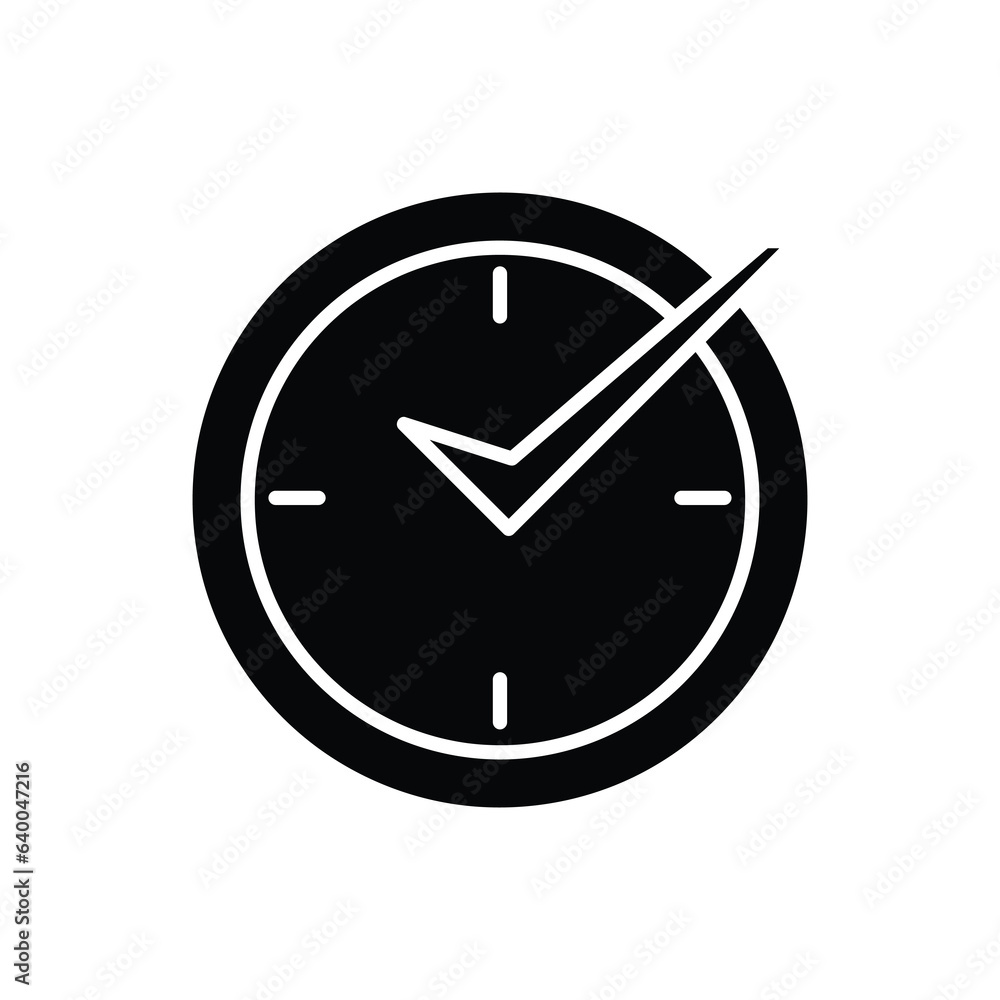 Poster check mark on clock, flat design on white background..eps