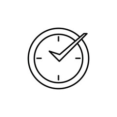 Check mark on clock, real time protection flat design on white background..eps