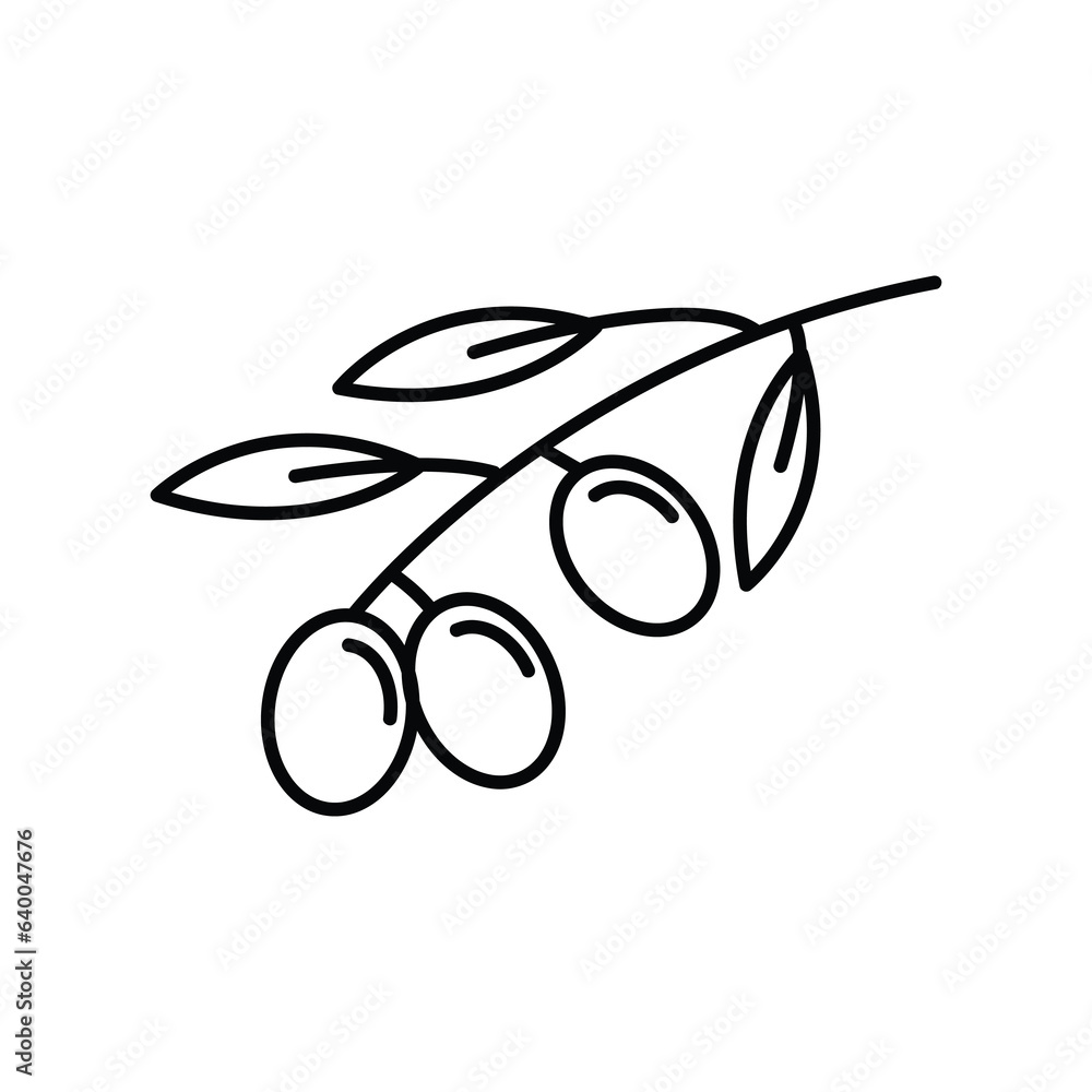 Poster olive line icon, olive branch line icon. linear style sign for mobile concept and web design. on whi