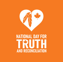 National Day for Truth and Reconciliation. 30th September. Orange Shirt Day logo design. Vector Illustration. - obrazy, fototapety, plakaty