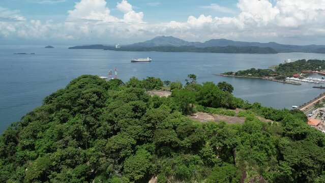 Aerial views from over Fleminco and Perico Island just outside of Panama City, Panama