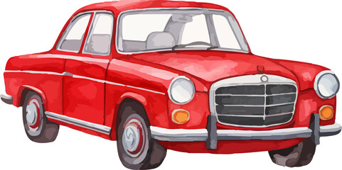 Car in watercolor drawing style