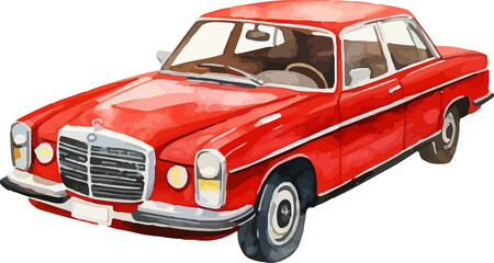 Car in watercolor drawing style