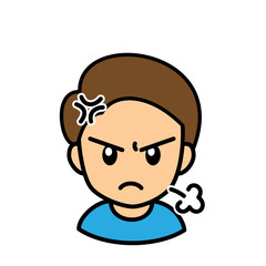 ブログで使えるアイコン　ベクター版　男性03七三分け　怒り顔
