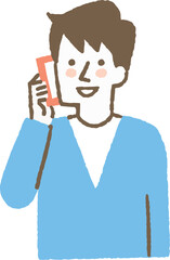 携帯電話で誰かと話している男性_色