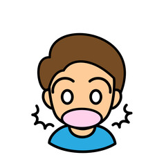 ブログで使えるアイコン　ベクター版　男性03七三分け　驚き顔
